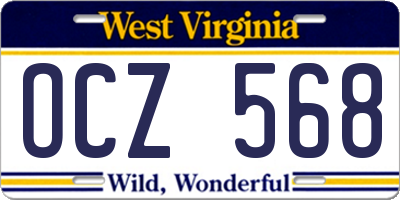 WV license plate OCZ568