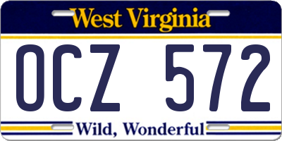 WV license plate OCZ572
