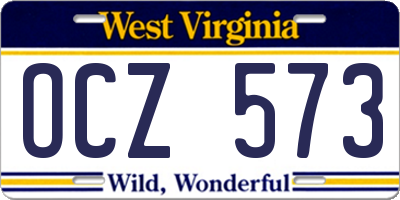 WV license plate OCZ573