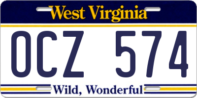 WV license plate OCZ574