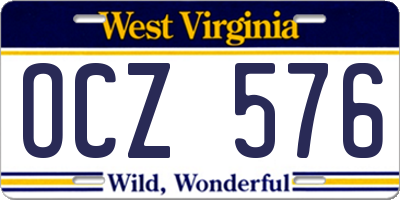 WV license plate OCZ576