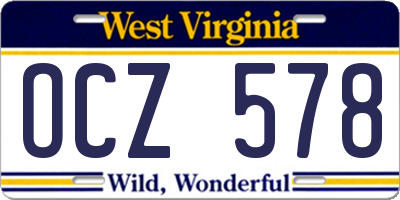 WV license plate OCZ578