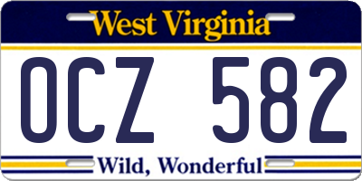 WV license plate OCZ582