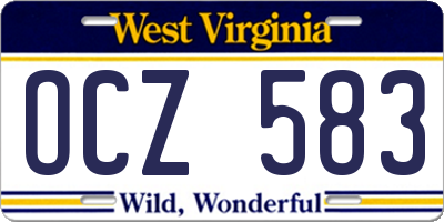 WV license plate OCZ583
