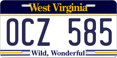 WV license plate OCZ585