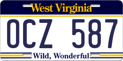 WV license plate OCZ587