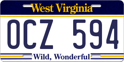 WV license plate OCZ594