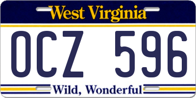 WV license plate OCZ596