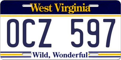 WV license plate OCZ597