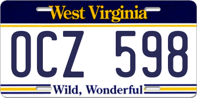WV license plate OCZ598
