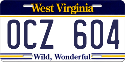 WV license plate OCZ604