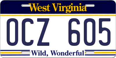 WV license plate OCZ605