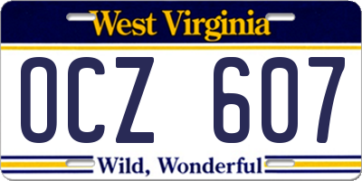 WV license plate OCZ607