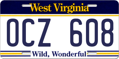 WV license plate OCZ608