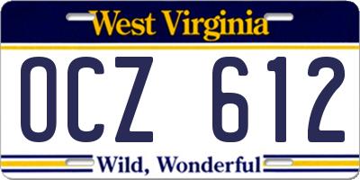 WV license plate OCZ612
