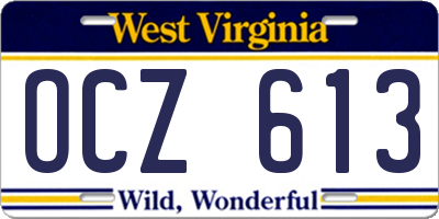 WV license plate OCZ613