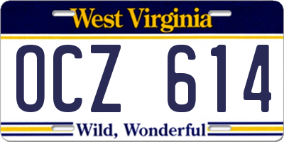 WV license plate OCZ614