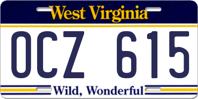 WV license plate OCZ615