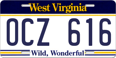 WV license plate OCZ616