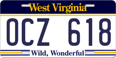 WV license plate OCZ618