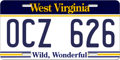 WV license plate OCZ626