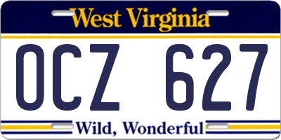 WV license plate OCZ627