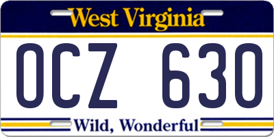 WV license plate OCZ630