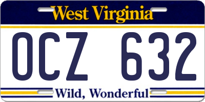 WV license plate OCZ632