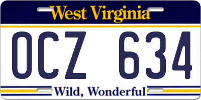 WV license plate OCZ634