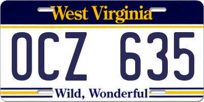WV license plate OCZ635