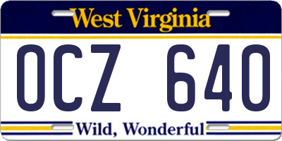 WV license plate OCZ640