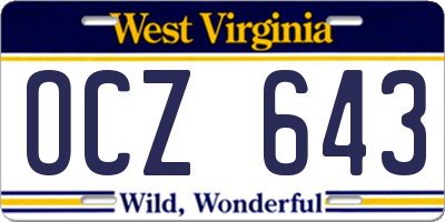 WV license plate OCZ643