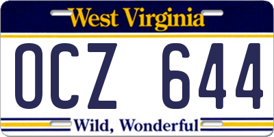 WV license plate OCZ644