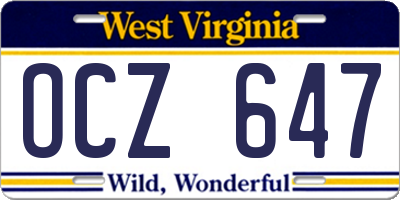 WV license plate OCZ647
