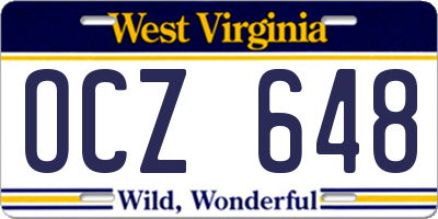 WV license plate OCZ648
