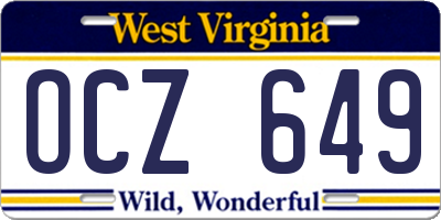 WV license plate OCZ649