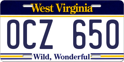WV license plate OCZ650