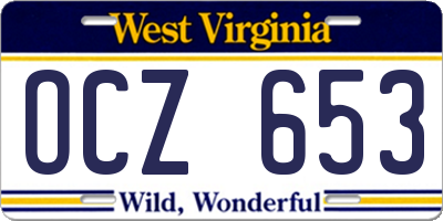 WV license plate OCZ653