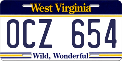 WV license plate OCZ654