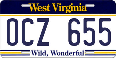 WV license plate OCZ655