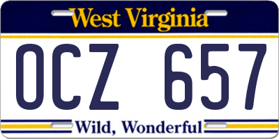 WV license plate OCZ657