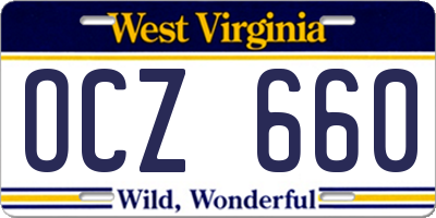 WV license plate OCZ660