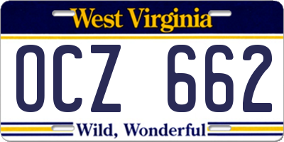 WV license plate OCZ662