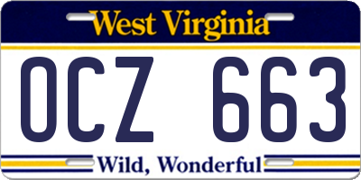WV license plate OCZ663