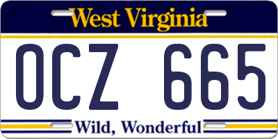 WV license plate OCZ665