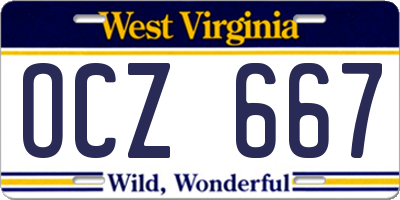 WV license plate OCZ667