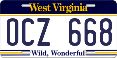 WV license plate OCZ668