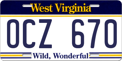 WV license plate OCZ670