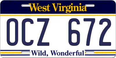 WV license plate OCZ672