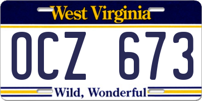 WV license plate OCZ673